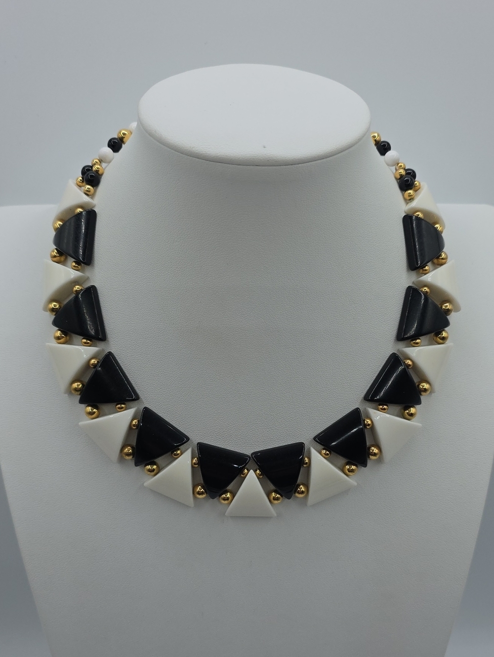Napier Black, White & Gold Triangle Statement Necklace